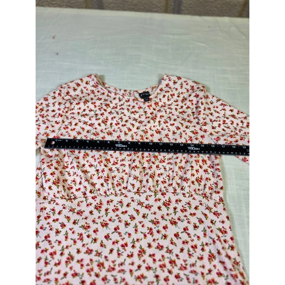 Art Class Girls XXL 16/18 Pink Floral Long Sleeve Textured Seersucker Dress